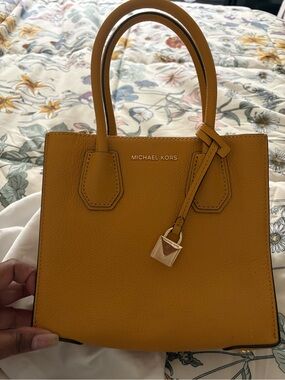 Michael Kors Mustard Yellow Pebbled Leather Satchel